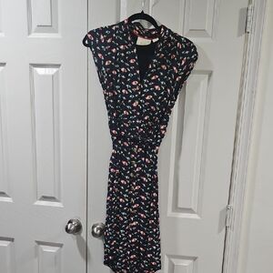 Anthropologie Blue Floral Midi Dress